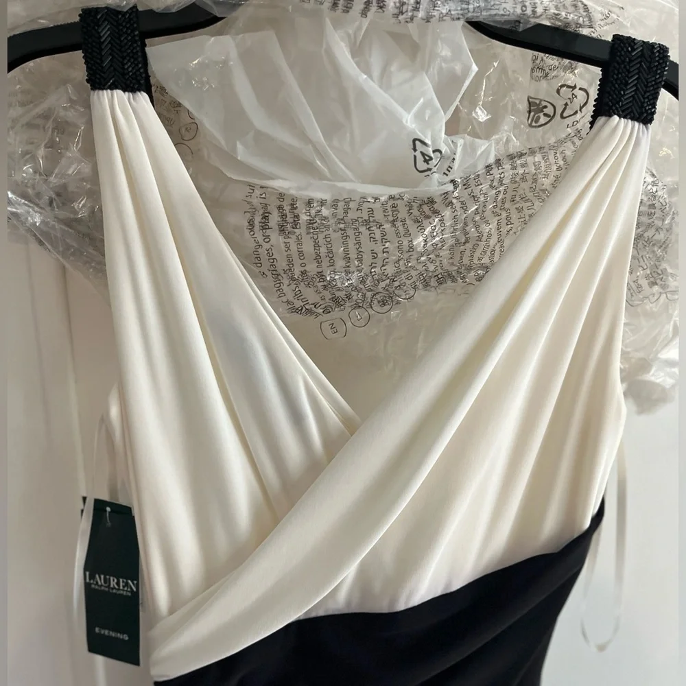 NWT - Ralph Lauren Black & White Evening Dress - Picture 8 of 9